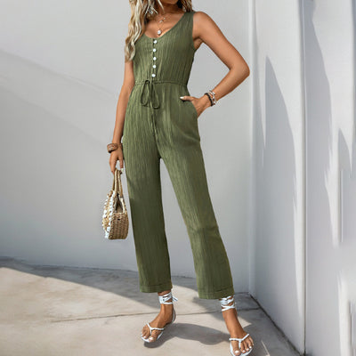 VAYA | Sleeveless Jumpsuit (V-Neck + Flowy Silhouette)