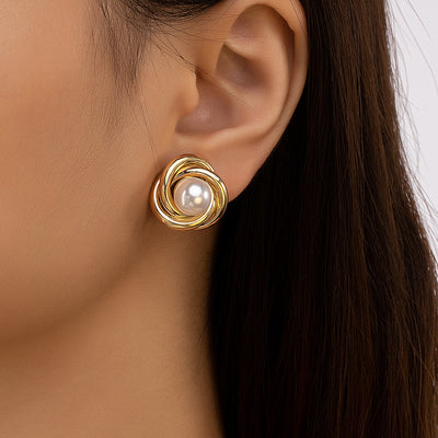 OPALEA | Designer Earrings (Inlaid Pearls + Metallic Filigree)